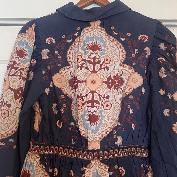 New Cleobella Leigh Paisley Cotton Linen Dress size Small in Navy - Picture 11 of 16